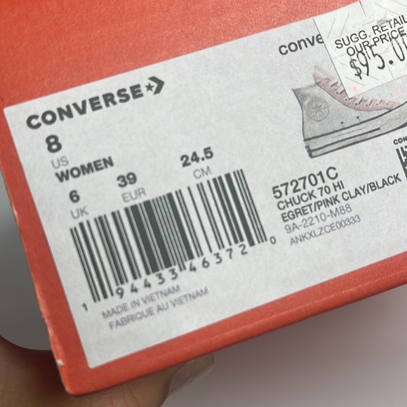 Converse High-Top Sneakers in White and Pink - Picture 7 of 11